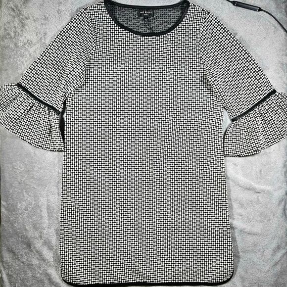 NWT Max Studio Black White Midi A line Dress Large - Picture 1 of 11